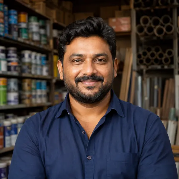 Verified building-material dealer in his shop