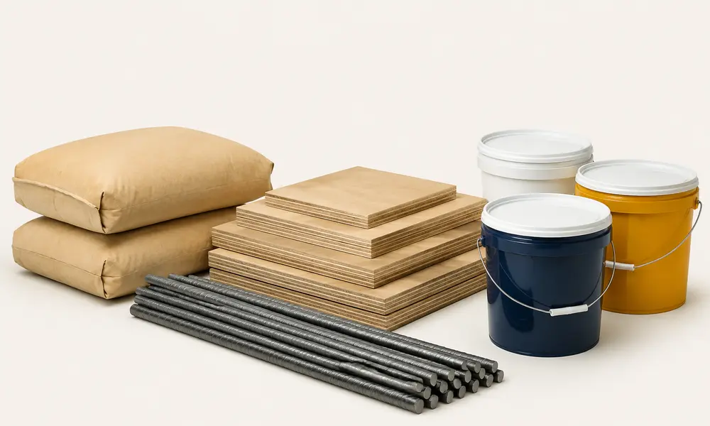 Cement, plywood, TMT bars and paint products