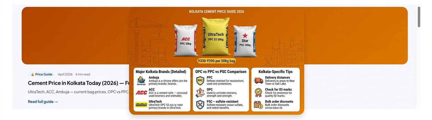 Cement Price in Kolkata Today (2026) — Full Guide