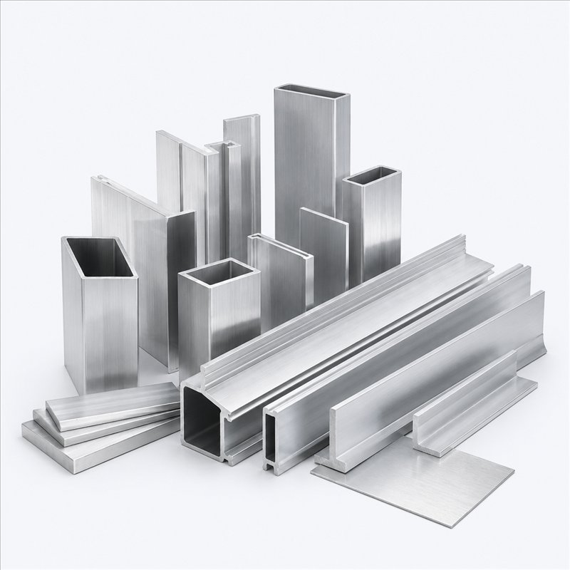 Aluminum construction profiles, channels and sheets