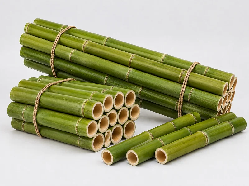 Bundled bamboo poles for scaffolding and construction