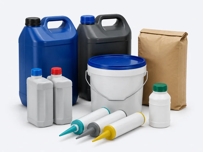 Waterproofing, sealant, epoxy and repair chemical containers