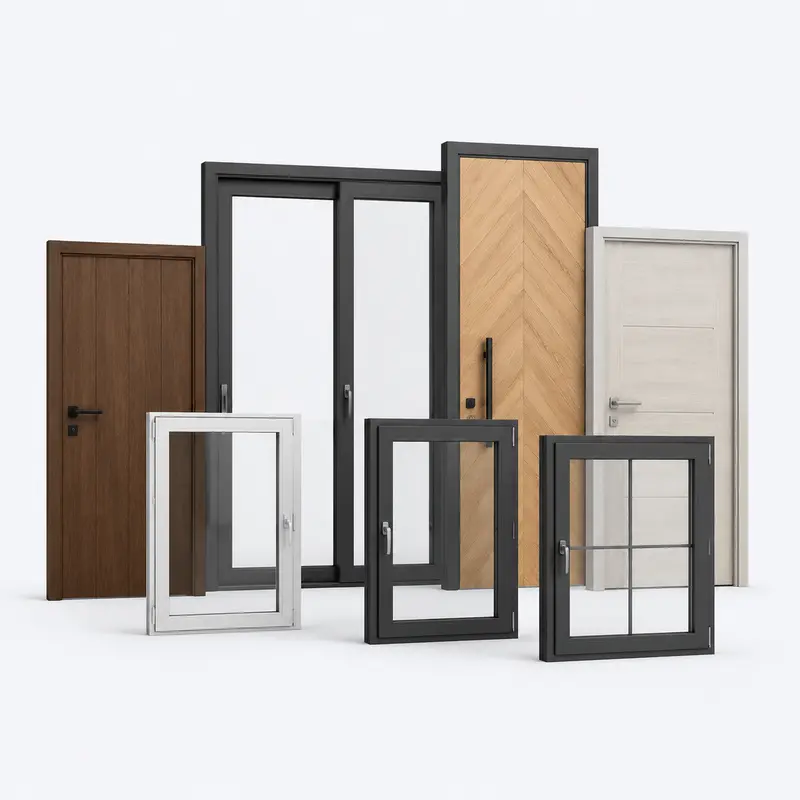 Modern doors and aluminium-framed windows