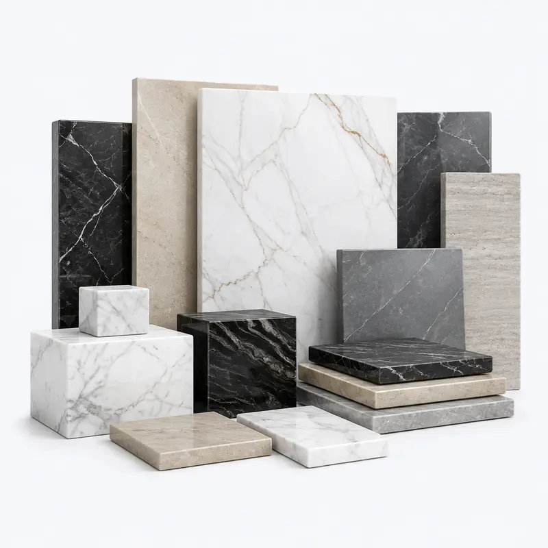 Polished marble and natural stone slabs