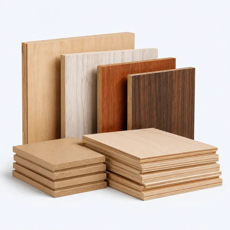 Plywood sheets, MDF and decorative wood boards