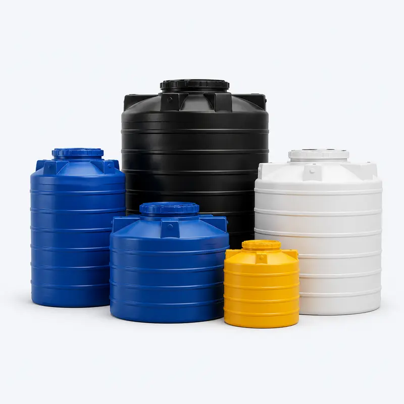 Plastic rooftop water storage tanks